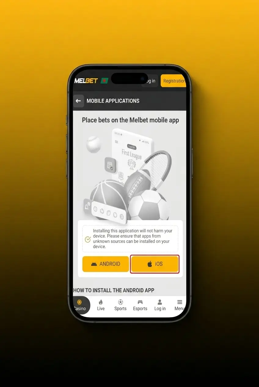 5-step guide to install Melbet PWA on iOS via Safari, from download to home screen shortcut on iPhone or iPad